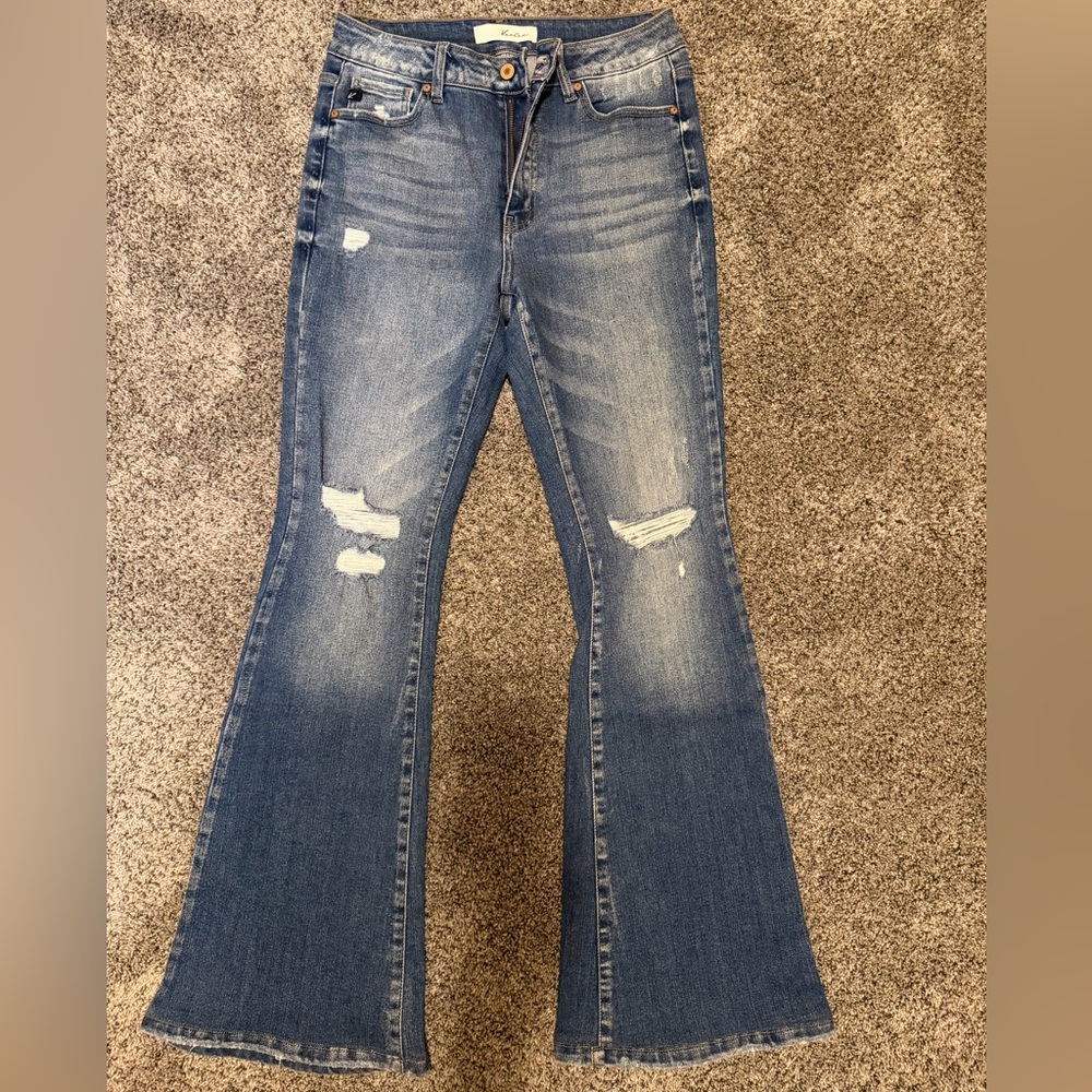 KanCan Blue Distressed Flare Jeans